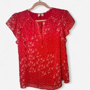 Joie Summer Drapey Flutter Sleeve Blouse EUC Ruffle Sleeves